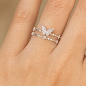 Antian Accessories™ Silver Butterfly Adjustable Ring Size 5-7